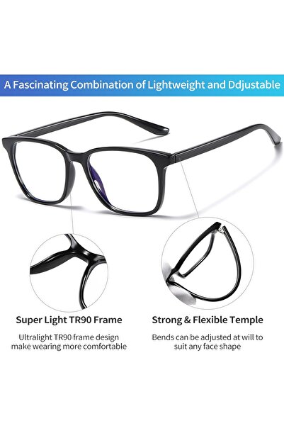 Joopin TR90 Square Blue Light Glasses, Clear Lenses, Unisex
