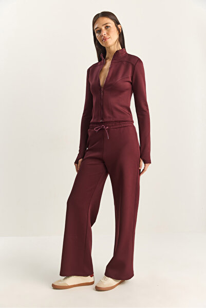 Bianco Lucci Women's Mock Neck Zippered Loose Pants Bottom-Top Set 04402 60283853