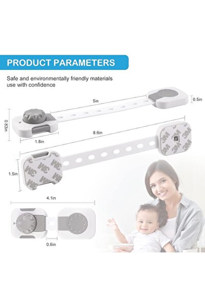 Generic SKY-TOUCH Child Safety Locks - Adjustable Double-Button Anti-Pinch (12-Pack)