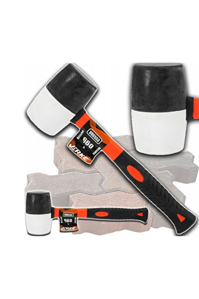 VERKE Ciocan din cauciuc cu maner din lemn, cap rotund 1100 g,