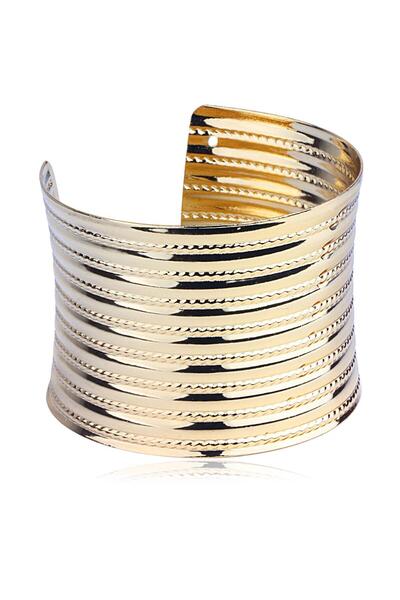 Klips Concept Gold Color Multi-Row Thick Handcuff Bracelet