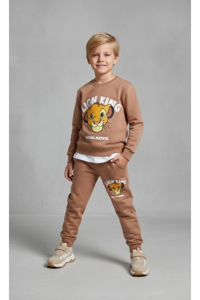 Paty Boy's Paneled Printed Seatshirt Elastic Waist Pocketed Bottom Tracksuit Set