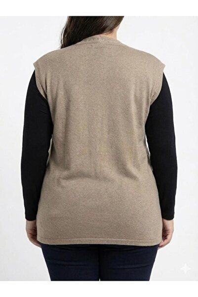 Lanze Knitwear Mother's Vest Buttoned Plus Size Full Knit