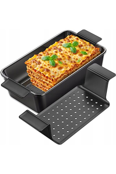 zola Baking tray with removable perforated insert, non-stick, carbon steel, 31x15x8 cm, black