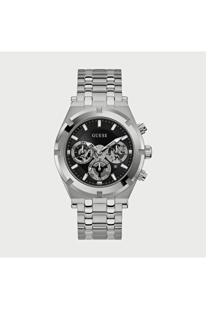 Guess ساعة رجالية فضية كرونوغراف بسوار من الفولاذ المقاوم للصدأ GW0260G1 | 44 مم