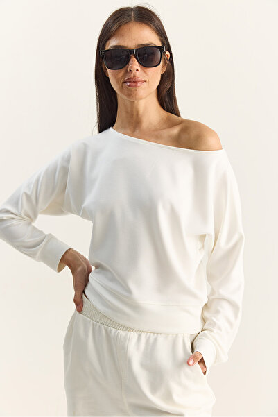 Bianco Lucci Γυναικεία μπλούζα με ανοιχτό ώμο από μαλακό μοντέλο 6096 60283840