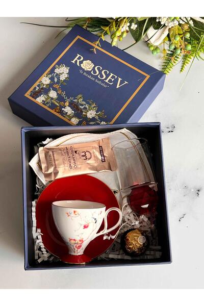 ROSSEV Hediyelik Veronica Rosso Kişiye Özel Hediye Kutulu Fincan Takımı