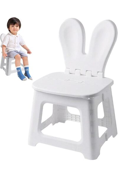 Paporich Foldable Kids Chair with Rabbit-Ear Backrest, Portable Plastic Seat