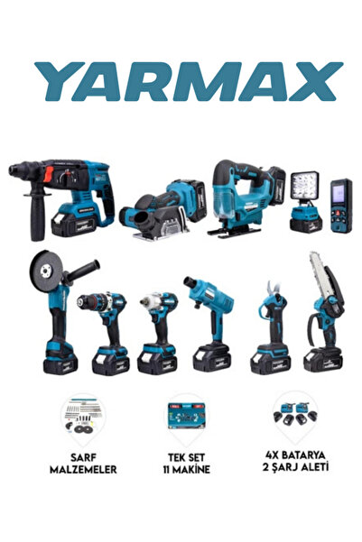 YARMAX Onbirli Set Ş.hilti+Ş.spral+S.sıkma+Matkap+Ş.testere+Ş.makas+Ş.dekupaj...