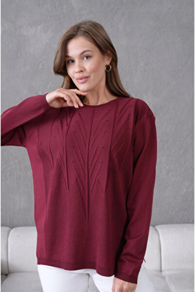 Elçelya Moda Pulover de tricotat subțire, cu linie minimalistă, pentru femei