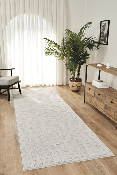 Konfor Halı Rivon RN01 Gri Yumuşak Dokulu Kaymaz Taban Salon Mutfak Koridor O...