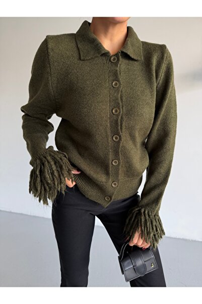 Lamierra Soft Women's Cardigan with Tassels on the Sleeves