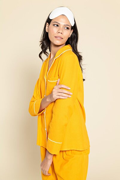 FOR YOU MODA Weißes Biyeli-Pyjama-Set in Orange - 3-teilig