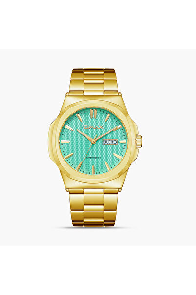Omax Men's 44MM Gold Analog Metal Strap Watch | SQ-AT001GT1I