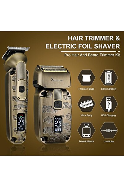 Scttomon Men's Foil Shaver & T-Blade Trimmer Set - Cordless Waterproof Electric Razor