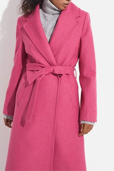 Suziş PALTOAN PREMIUM FEMININ CU BĂRĂ FUCHIA 9350