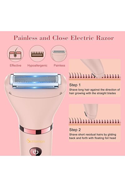 Scttomon 3-in-1 IPX7 Waterproof Electric Bikini Trimmer for Women - Wet/Dry, Replaceable Heads