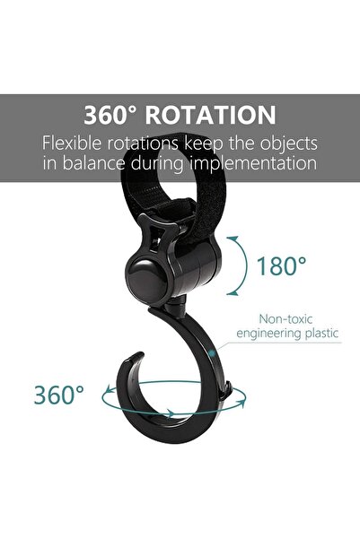 WEZCHUGHAOL 4-Pack Stroller Hooks, Multifunctional Portable Vegan Leather - Black