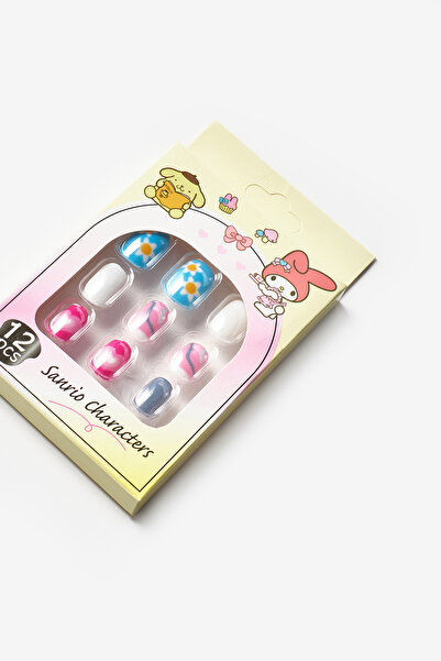 Le Mabelle Çok Renkli Çiçek Temalı Kız Çocuk Takma Tırnak