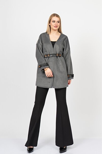 MissVina سترة كارديجان من الجلد من EliteSoft – 2634