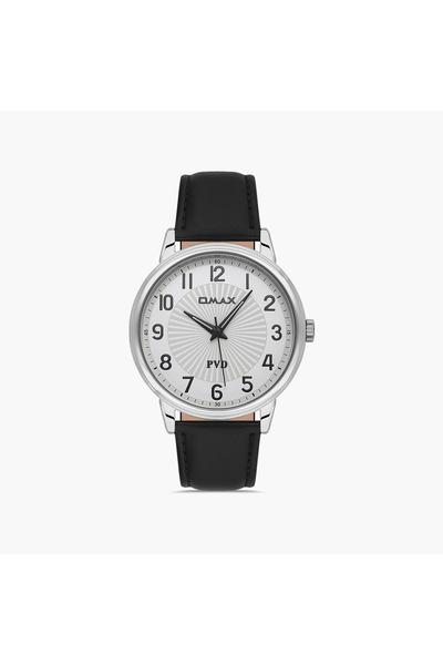 Omax Men's Silver Analog Leather Strap Watch | 00PR0045IB03 | 42 MM