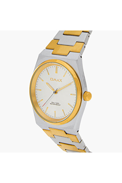 Omax Men's Gold and Silver Analog Wrist Watch 00ACB105N008
