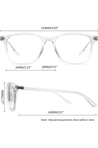 Joopin TR90 Square Blue Light Glasses for Men & Women, Clear Lens