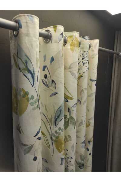 Evcimenhome Rustic Curtain (Lined) Linen Fabric. Eyelet Metal Ring 170Cmx2225Cm