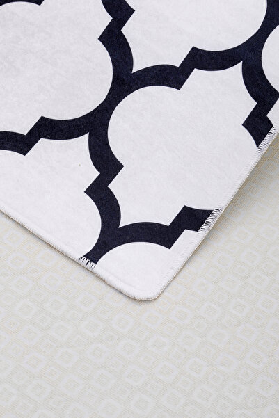 Dijidekor Digital Carpet Modern Designed White Color Washable Non-Slip Cut-Out Carpet Runner 140X400