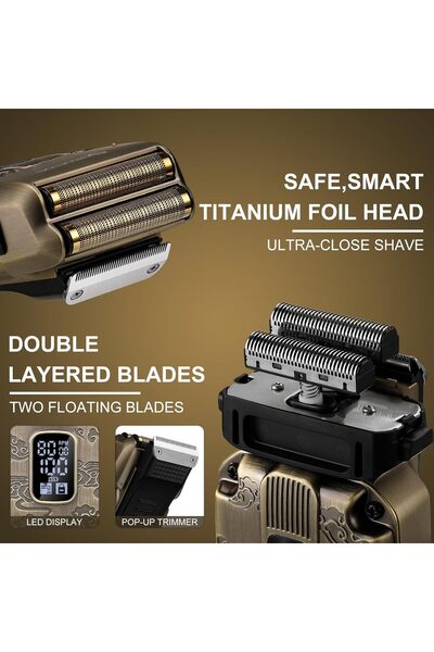 Scttomon Men's Foil Shaver & T-Blade Trimmer Set - Cordless Waterproof Electric Razor