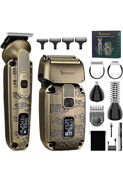 Scttomon Men's Foil Shaver & T-Blade Trimmer Set - Cordless Waterproof Electric Razor