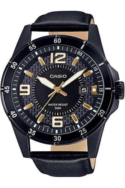 Casio ساعة رجالية أنالوج بمينا أسود وسوار جلدي - MTP-1291BL-1A1VDF (أسود)