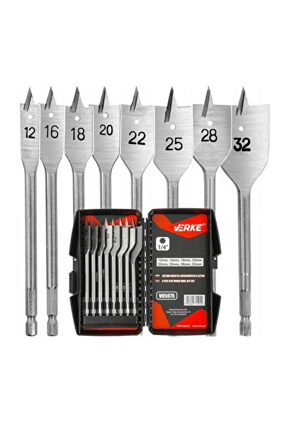 VERKE Set 8 burghie plate, dalti pentru lemn 12-32mm