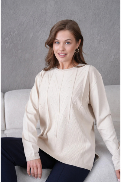 Elçelya Moda Pulover de tricotat subțire, cu linie minimalistă, pentru femei