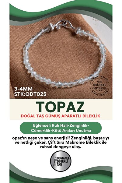 OSMANLI DEĞERLİ TAŞ Certified Topaz Natural Gemstone Bracelet Odt025