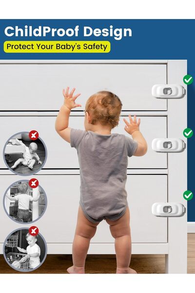 Generic 6-piece Child Safety Cabinet & Refrigerator Locks with Adhesive (White) - Big Three