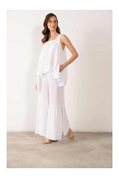 İpekçi Otantik Keten Karışımlı Kalın Askılı Salaş Bluz