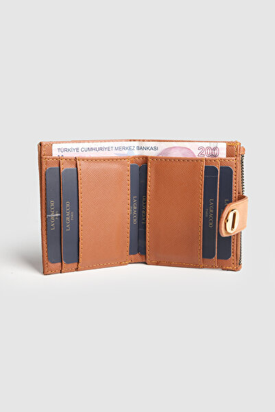 La La'Graccio Paris La'Graccio Paris Women's Patent Leather-Suede Multi-Compartment Card Holder Wallet Brown Suede