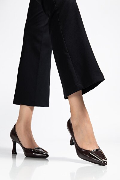 ALTIN TOPUK Brown Women's Buckle Detailed Heeled Shoes Stiletto