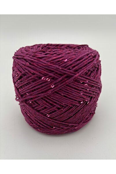 kumasfabrik (100 gr) Pullu Pamuklu El örgü ipi/Pullu ip/Renk-Mürdüm