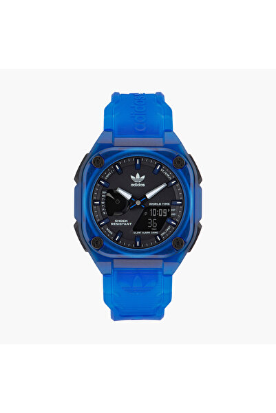 adidas Men's Blue Analog/Digital Silicone Strap Watch - AOST23058 | 45 MM