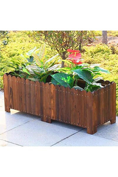 genric Vintage Wooden Flower Pot Rectangular Raised Garden Bed Planter Box (Small)