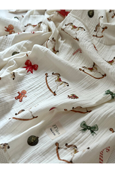MİLNA BABY&KİDS New Year's Special Gift Box Double Layer Muslin Cover & Cookie Man Plush