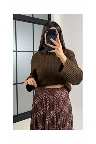 My Blog Brown Plaid Patterned Asymmetrical Skirt - 2210