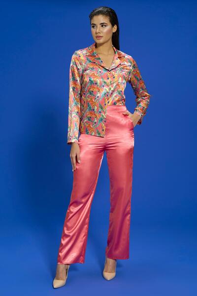 FOR YOU MODA 6-teiliges Pyjama-Set mit Tigerprint und Granatapfelblütenmuster