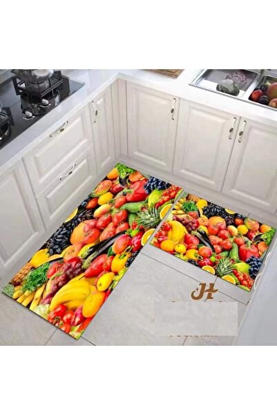Casa de Vis Kitchen rug set, 2 pieces, polypropylene, 50 x 110 cm, non-slip, multicolor (Casa de Vis C-05E)