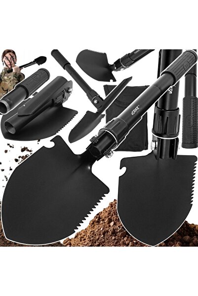 VERKE Unealta multifunctionala pliabila 4 in 1, lopata, sapa, târnacop, 41 x 10 cm, neagra,