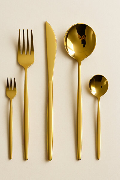 BEYZANA Gold Steel 30 Piece Cutlery Set