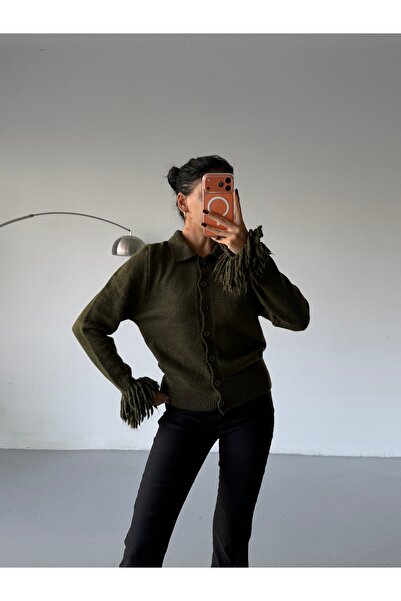 Lamierra Soft Women's Cardigan with Tassels on the Sleeves