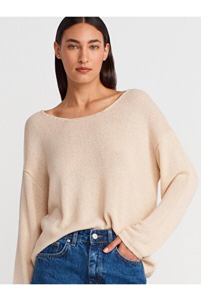 Dilvin 10706 Oval Neck Soft Textured Knitwear Sweater